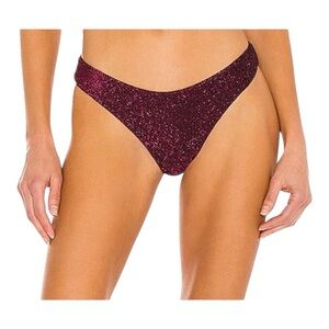 PQ Basic Ruched Teeny Swimsuit Bottom in Garnet NWT